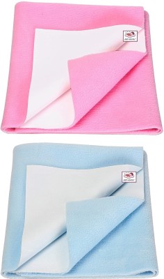 Baby Hashtag Cotton Baby Bed Protecting Mat(Pink, Sky Blue, Medium, Pack of 2)