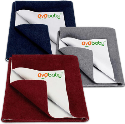 Oyo Baby Cotton Baby Bed Protecting Mat(Dark Blue, Grey, Maroon, Pack of 3, Small)