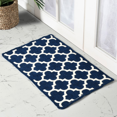 Furnishing Hut Velvet Floor Mat(Blue, Small)