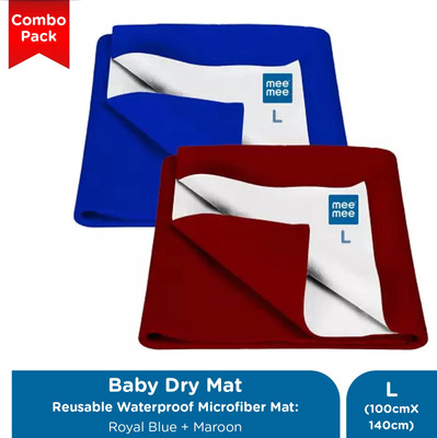 MeeMee Microfiber Baby Bed Protecting Mat(Royal Blue & Maroon, Pack of 2, Large)