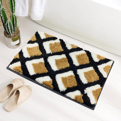 F i Microfiber Door Mat(Square Yellow, Small)