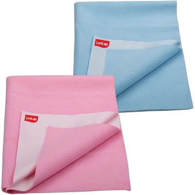 LuvLap Cotton Baby Bed Protecting Mat(Blue and pink, Medium, Pack of 2)