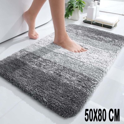 MODERN FAB Microfiber Bathroom Mat(Grey, Large)