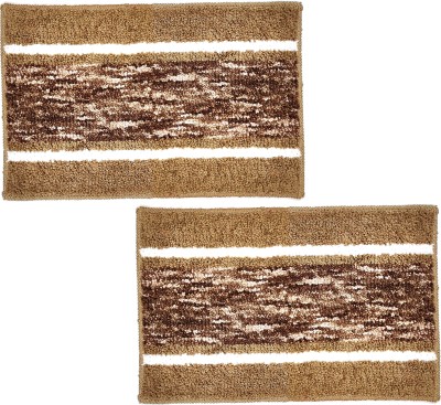 Urban Utopia Microfiber Bathroom Mat(Brown, Large, Pack of 2)