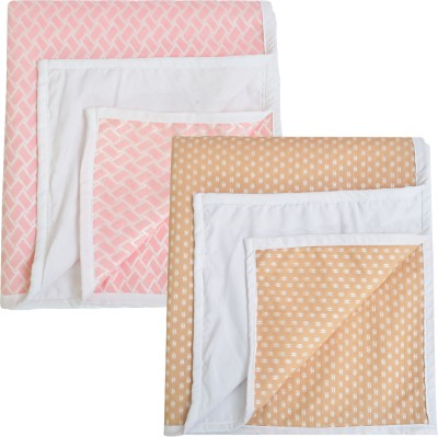 ADBENI HOME Cotton Baby Bed Protecting Mat(Pink+Gold, Free, Pack of 2)