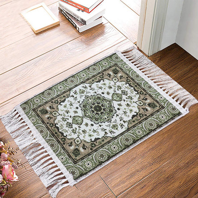 The Home Talk Polyester Door Mat(Traditional Beige Soft Suede Texture Anti Skid Door Mat (40x60 Cms), Medium)