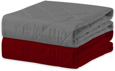 ADBENI HOME Polyester Baby Bed Protecting Mat(Grey+Maroon, Medium, Pack of 2)