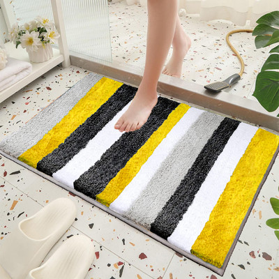 Roseate Microfiber Bathroom Mat(Yellow, Medium)