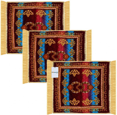 HOMESTIC by Kuber Industries Velvet Prayer Mat(Multicolor, Pack of 3, Large)