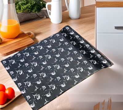 Trendy Rabbit PVC (Polyvinyl Chloride) Drawer Mat(Grey, Black, Medium)