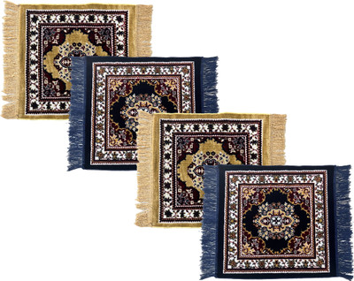DEESAK Velvet Prayer Mat(2 Yellow & 2 Blue, Medium, Pack of 4)
