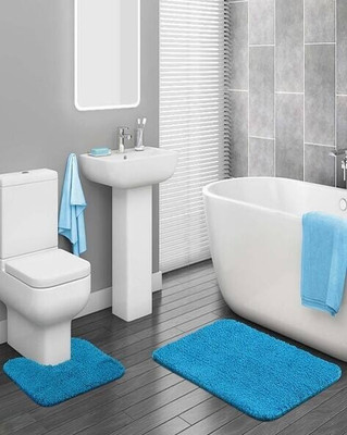 AtoZ Polyester Bathroom Mat(blue-teal, Large)
