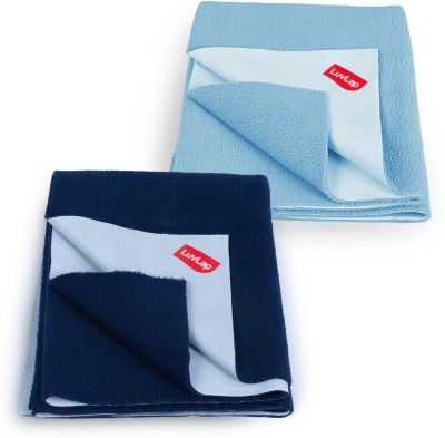 LuvLap Cotton Baby Bed Protecting Mat(Sky Blue, Navy Blue, Large)