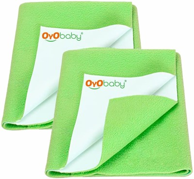 Oyo Baby Cotton Baby Bed Protecting Mat(Light Green, Medium, Pack of 2)