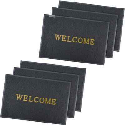 HOMESTIC by Kuber Industries Rubber Door Mat(Grey, Large, Pack of 6)