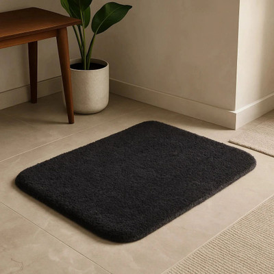 ELEGANT WEAVERS Microfiber Door & Floor Mat(Obsidian, Medium)