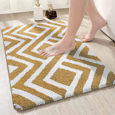 Roseate Microfiber Bathroom Mat(Beige, Medium)