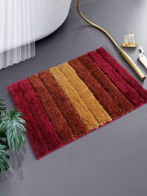 NAVRUDRA Microfiber Bathroom Mat(Maroon, Medium)