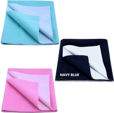 RADHEY Cotton Baby Bed Protecting Mat(Baby Pink, Navy Blue, Sky Blue, Medium, Pack of 3)