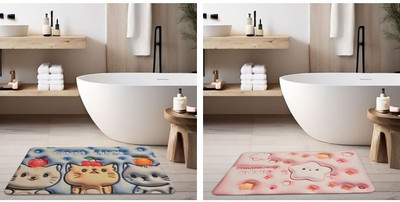 LOOM LEGACY Rubber Bathroom Mat(Multicolor, Medium, Pack of 2)