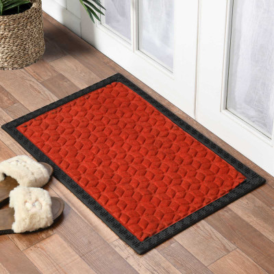 Shree Paras Rubber Door Mat(Red, Medium)