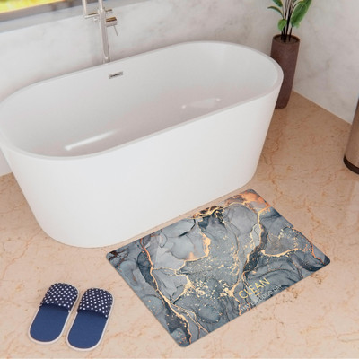 KUBER INDUSTRIES Polyester, Rubber Bathroom Mat(Gray, Medium)