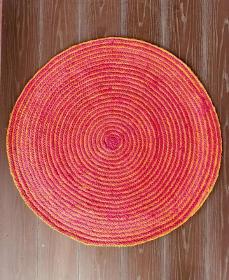 Stop To Shop Orange, Pink Jute Carpet(4 ft,  X 4 ft, Circle)