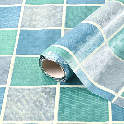 KUBER INDUSTRIES PVC (Polyvinyl Chloride) Kitchen Mat(Grey & Blue, Free)