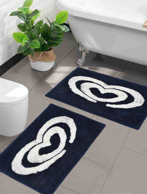 MBSdecor Microfiber Floor Mat(Blue, Small, Pack of 2)