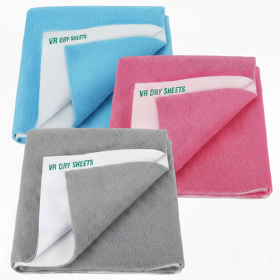 VRStore Cotton Baby Bed Protecting Mat(GREY- SKY BLUE- PINK, Pack of 3, Small)