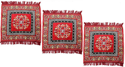 Abhsant Velvet Prayer Mat(Maroon, 2x2 Ft., Pack of 3 Pcs, Large, Pack of 3)