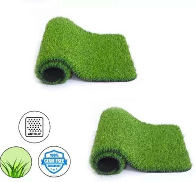 GREENGRASS Artificial Grass, PP (Polypropylene), PVC (Polyvinyl Chloride) Door Mat(Green, Pack of 2, Extra Large)