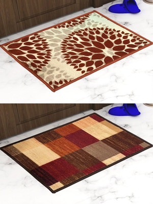 Athom Living Nylon Door Mat(Multicolor, Large, Pack of 2)