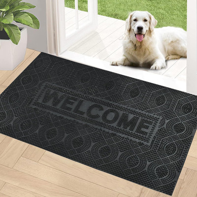 Dtex PVC (Polyvinyl Chloride) Door Mat(Black, Large)