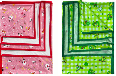 ECOSOFT Plastic Baby Bed Protecting Mat(GREEN PPG & PINK PENGUIN, Large, Pack of 2)