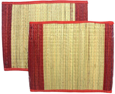 BUY N RELAX Bamboo Prayer Mat(RED,BROWN, Medium, Pack of 2)