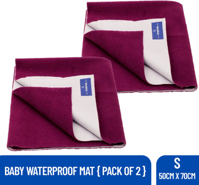 WeeWish Cotton Baby Bed Protecting Mat(Plum, Small, Pack of 2)