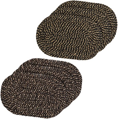 KUBER INDUSTRIES Cotton Door Mat(Black, Brown, Medium, Pack of 6)