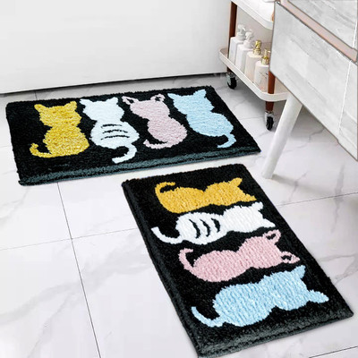 Roseate Microfiber Bathroom Mat(Multicolor, Medium, Pack of 2)