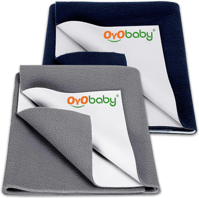 Oyo Baby Fleece Baby Bed Protecting Mat(Dark Blue, Grey, Small, Pack of 2)