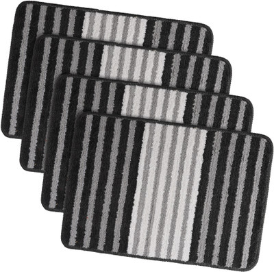 KUBER INDUSTRIES Microfiber Door Mat(Grey, Medium, Pack of 4)