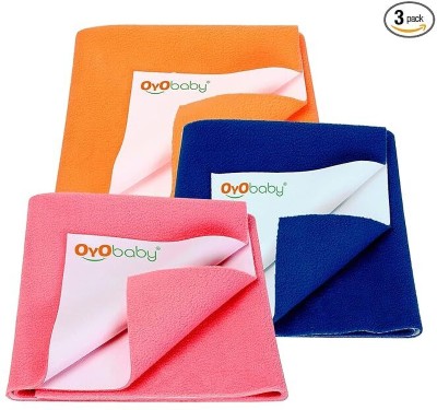 Oyo Baby Cotton Baby Bed Protecting Mat(Salmon Rose, Royal Blue, Peach, Large, Pack of 3)