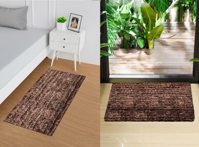 KUBER INDUSTRIES Microfiber Door Mat(Brown, Extra Large, Pack of 2)