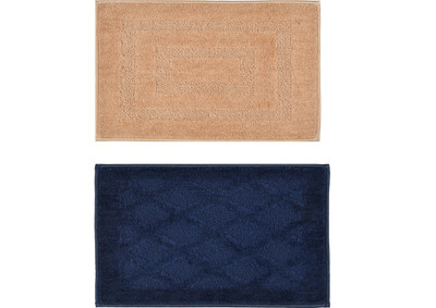 A CUBE LUXURY SOLUTIONS Microfiber Door Mat(Beige, Blue Box, Medium, Pack of 2)