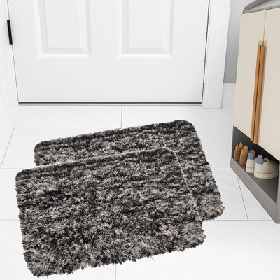 ADIRNY Microfiber Door Mat(Grey, Pack of 2, Medium)