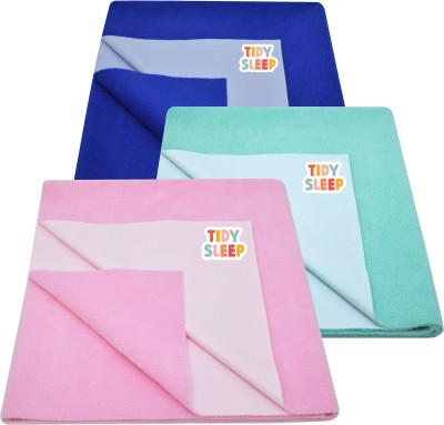 TIDY SLEEP Cotton, Fleece Baby Bed Protecting Mat(Royal Blue, Sea Green, Baby Pink, Small, Pack of 3)