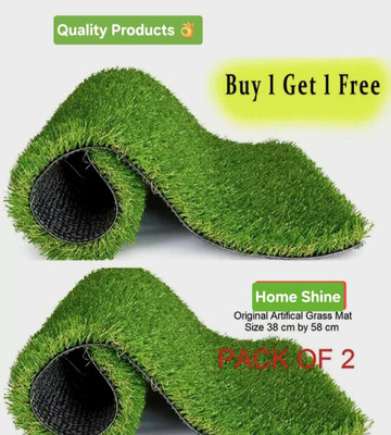 HOME SHINE Artificial Grass Grass Mat(Green, Pack of 2, Free)