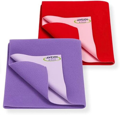 AWEJOY Fleece Baby Bed Protecting Mat(Red, Purple, Pack of 2, Small)
