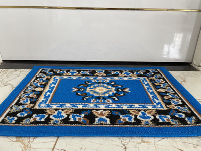 HR CARPET Light Blue Acrylic Runner(40 cm,  X 60 cm, Rectangle)