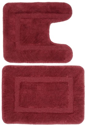 Saral Home Cotton Bathroom Mat(Maroon, Medium, Pack of 2)